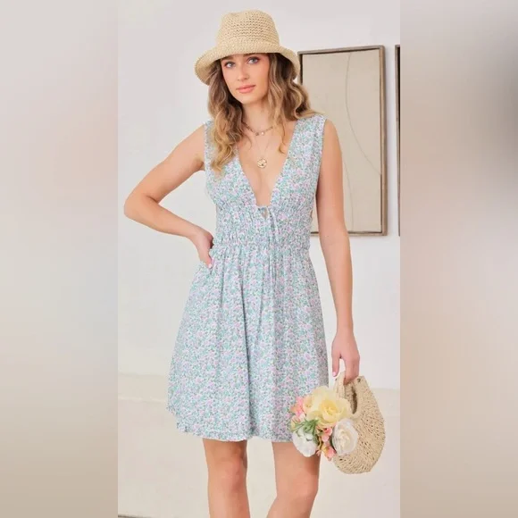 NWT Women’s Floral Backless Mini Dress | Spring Sundress | Sizes S-L - Picture 8 of 8